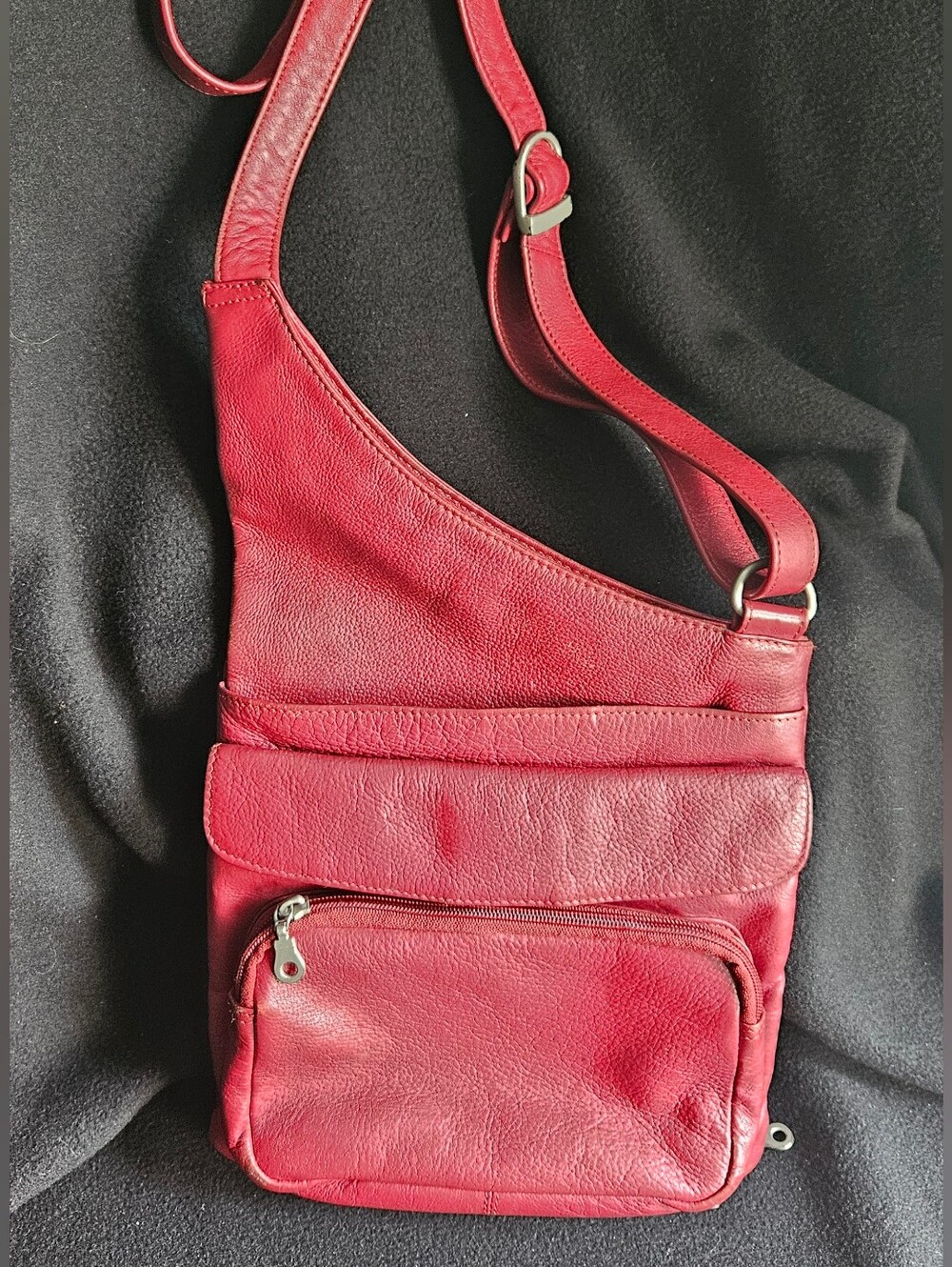 Unbranded Red Leather Crossbody Bag - Shoulder Bag